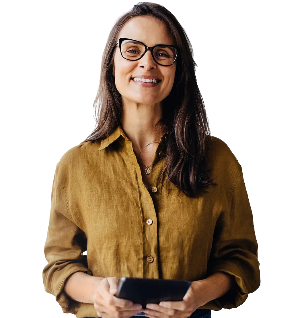 Office manager holding tablet