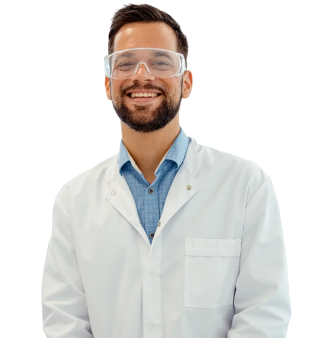 Portrait of scientist wearing goggles