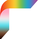 Decorative, stylized graphic comprising a range of rainbow colors
