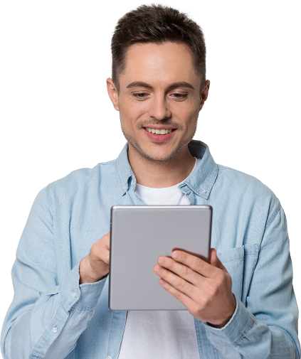 A person works on a tablet