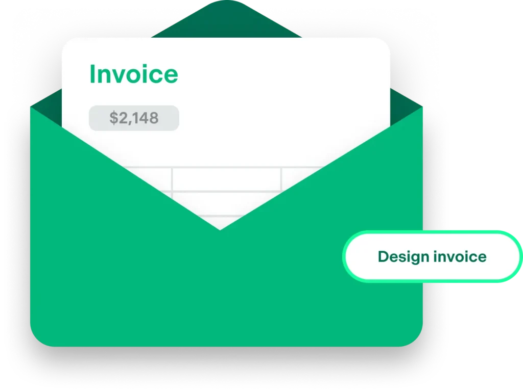 Graphic depicting invoice in envelope