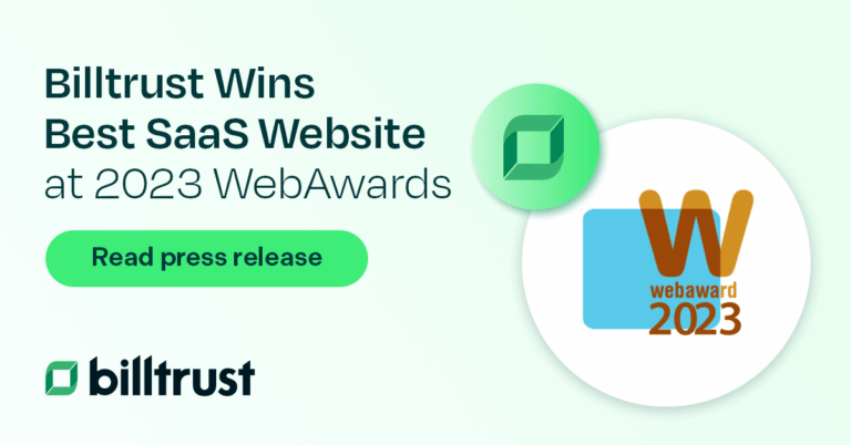 A thumbnail for the press release for Billtrust winning best SaaS site at 2023 WebAwards