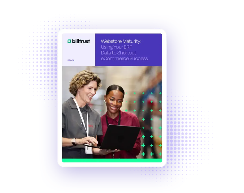 The cover page of document titled Webstore Maturity with two women looking at a labtop