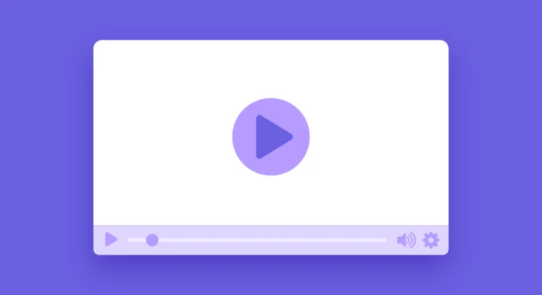 A play button over a screen signifying a video