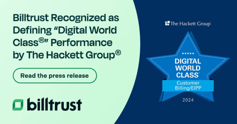 A thumbnail for the press release about Billtrust being recognized by the Hackett Group