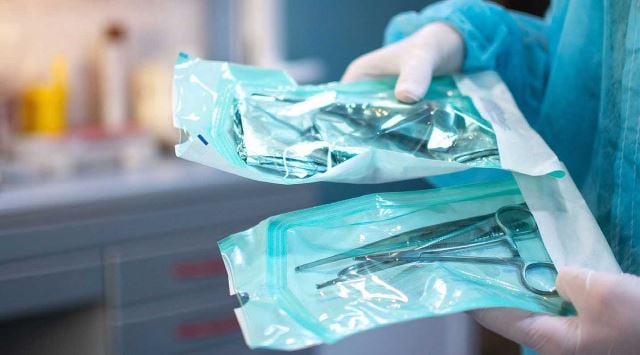 Handing holding sterile medical equipment