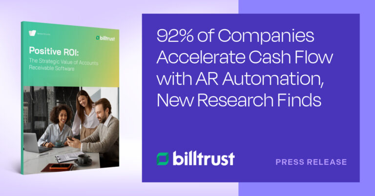 A mockup of a research report stating that 92% of companies accelerate cash flow with AR automation