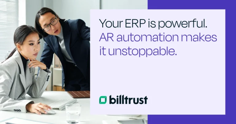 Your ERP is powerful. AR automation makes it unstoppable - Woman and Man working at Computer