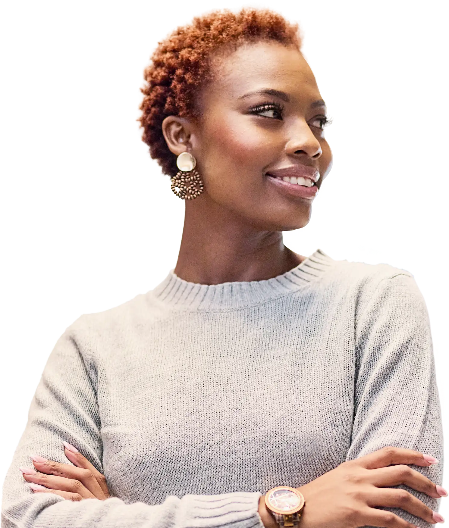 woman looking confidently to the side