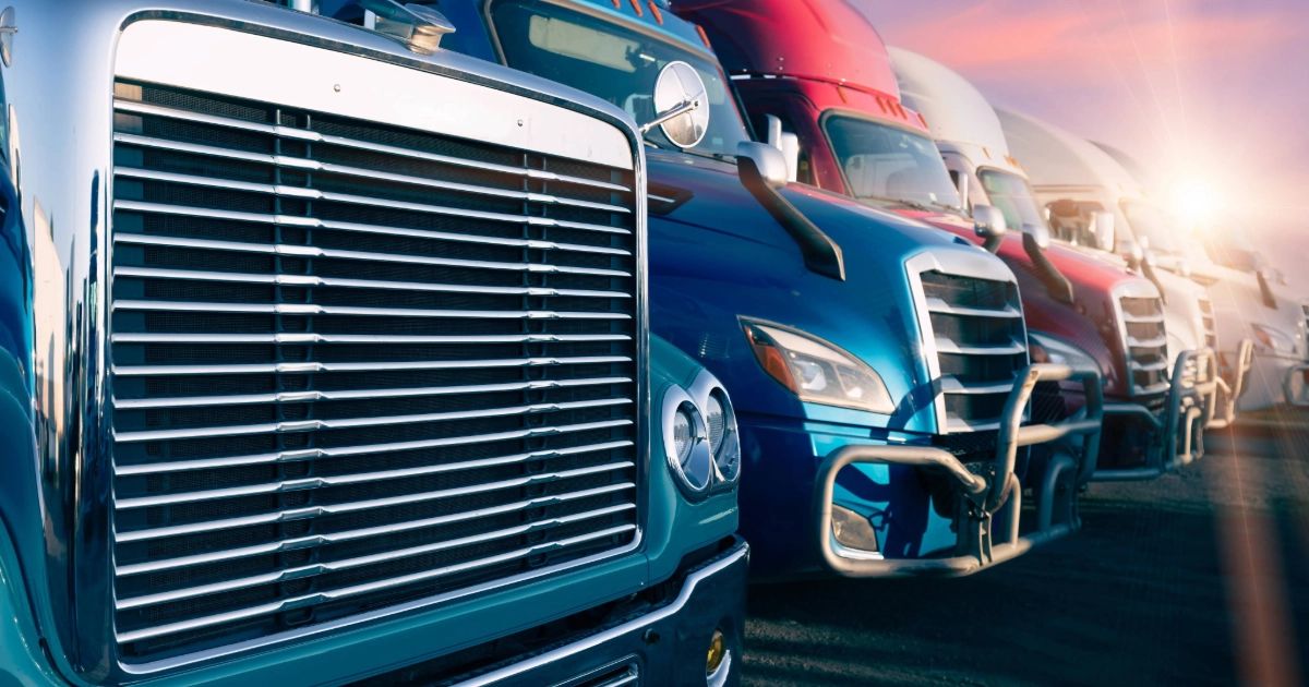 Trucks Parked in front of Sunset