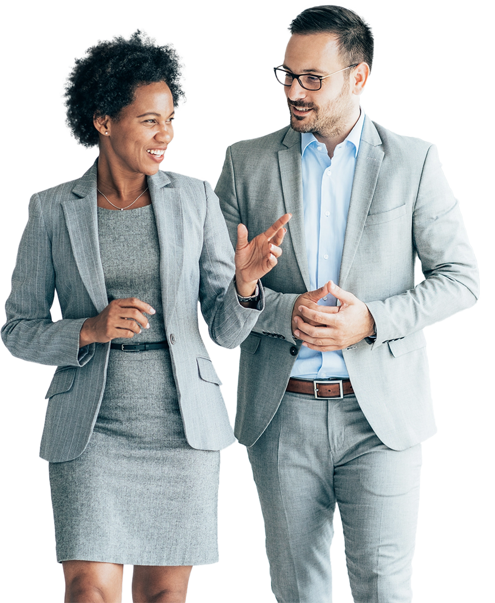 Woman and Man Walking Together