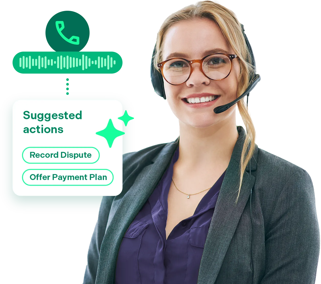 Frau mit Headset nutzt Agentic VoIP