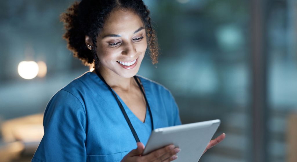 Nurse using tablet