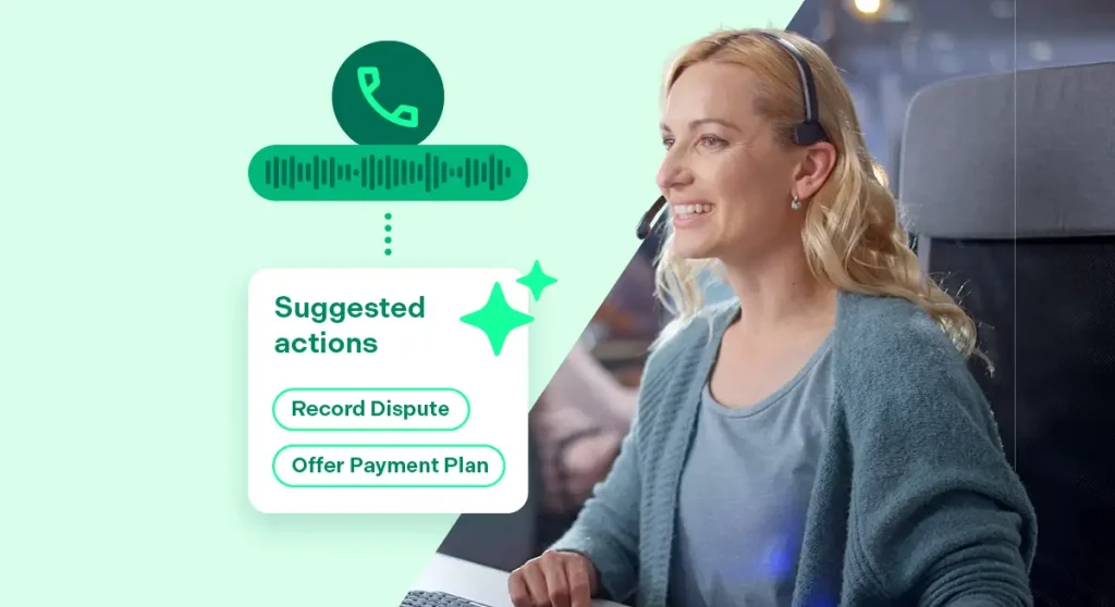 woman using agentic voip collections software