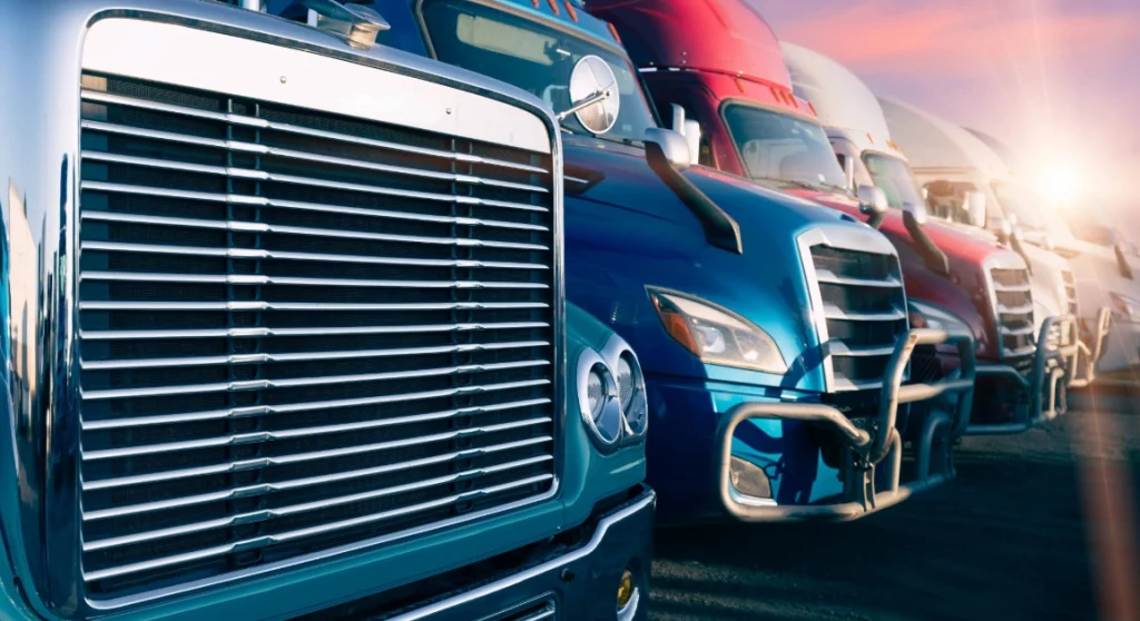 Trucks Parked in front of Sunset