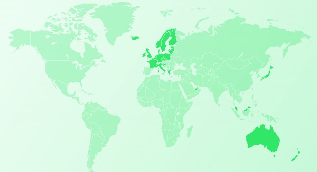 an image of a world map with area highlighted