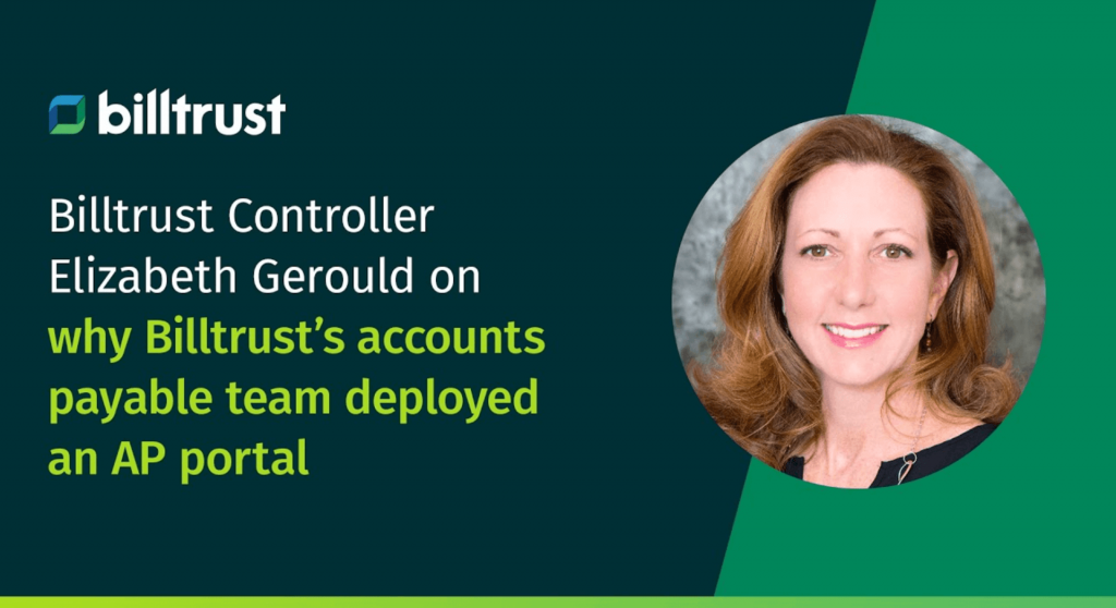 a graphic with an image of Elizabeth Gerould Billtrust's Controller