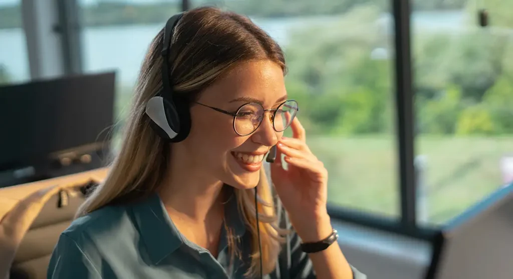 smiling call center agent