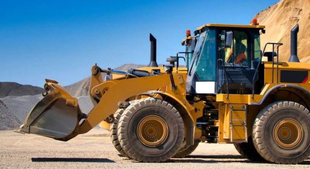 Bulldozer op bouwterrein