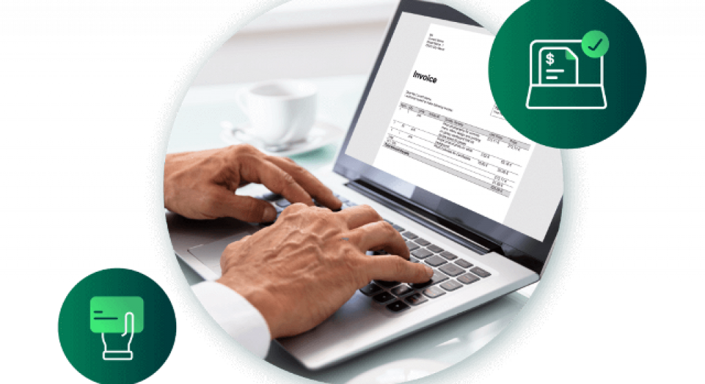 what is -einvoicing_masthead_hands typing on a laptop
